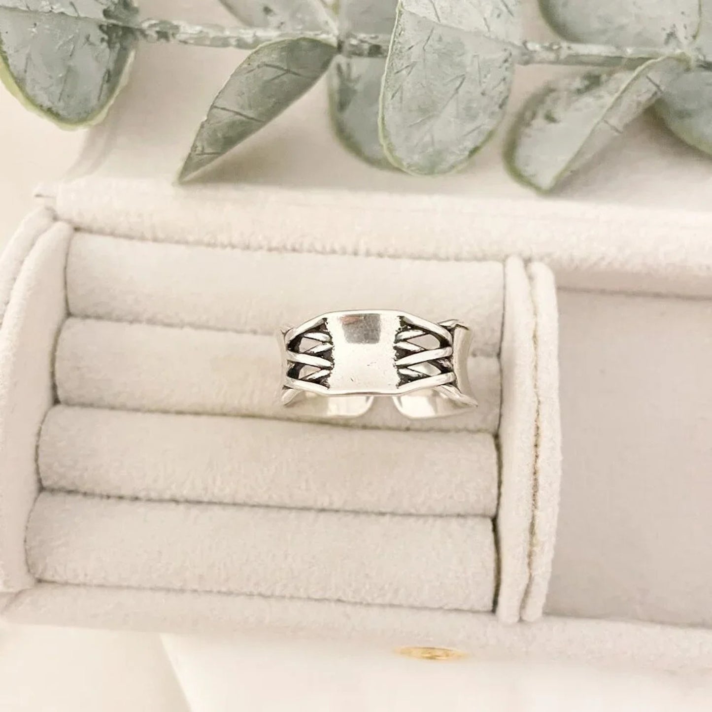 925 Sterling Silver Lace Up Ring Criss Cross Ring Modern Minimalist Ring