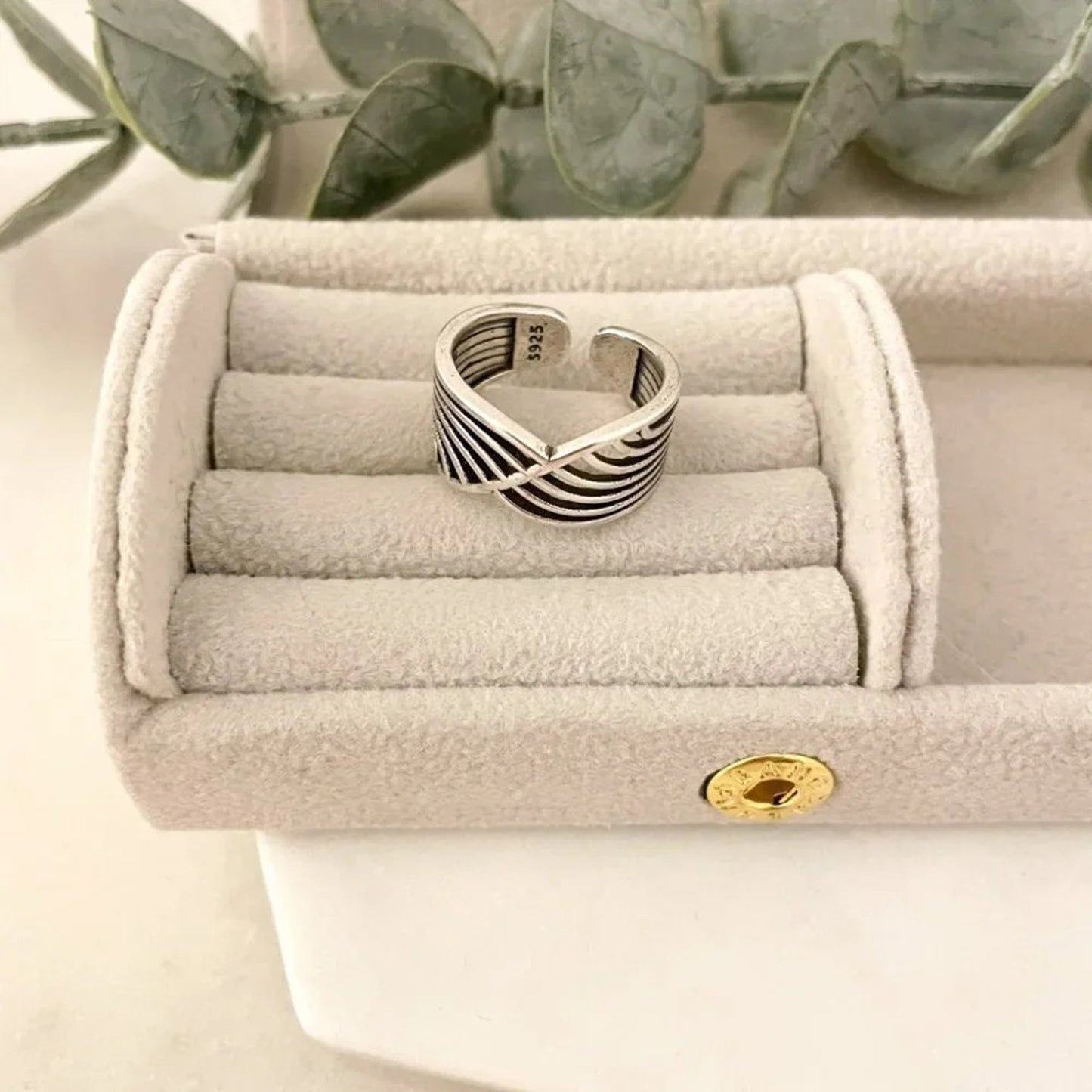 925 Sterling Silver Geometric Wave Ring Minimalist Ring Dainty Boho Ring