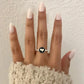 925 Sterling Silver Minimalist Black Heart Ring Dainty Heart Bead Ring