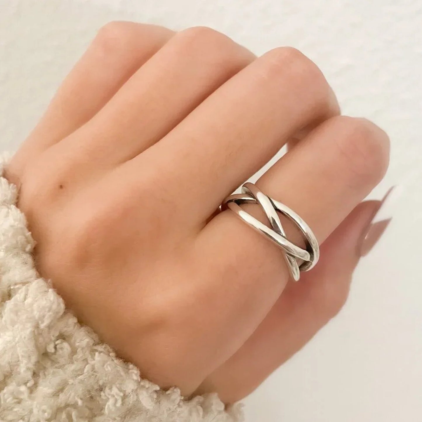 925 Sterling Silver Criss Cross Ring Minimalist Layer Ring Stackable Ring Band