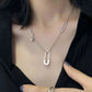 925 Sterling Silver Paperclip Necklace Safety Pin Necklace Modern Necklace