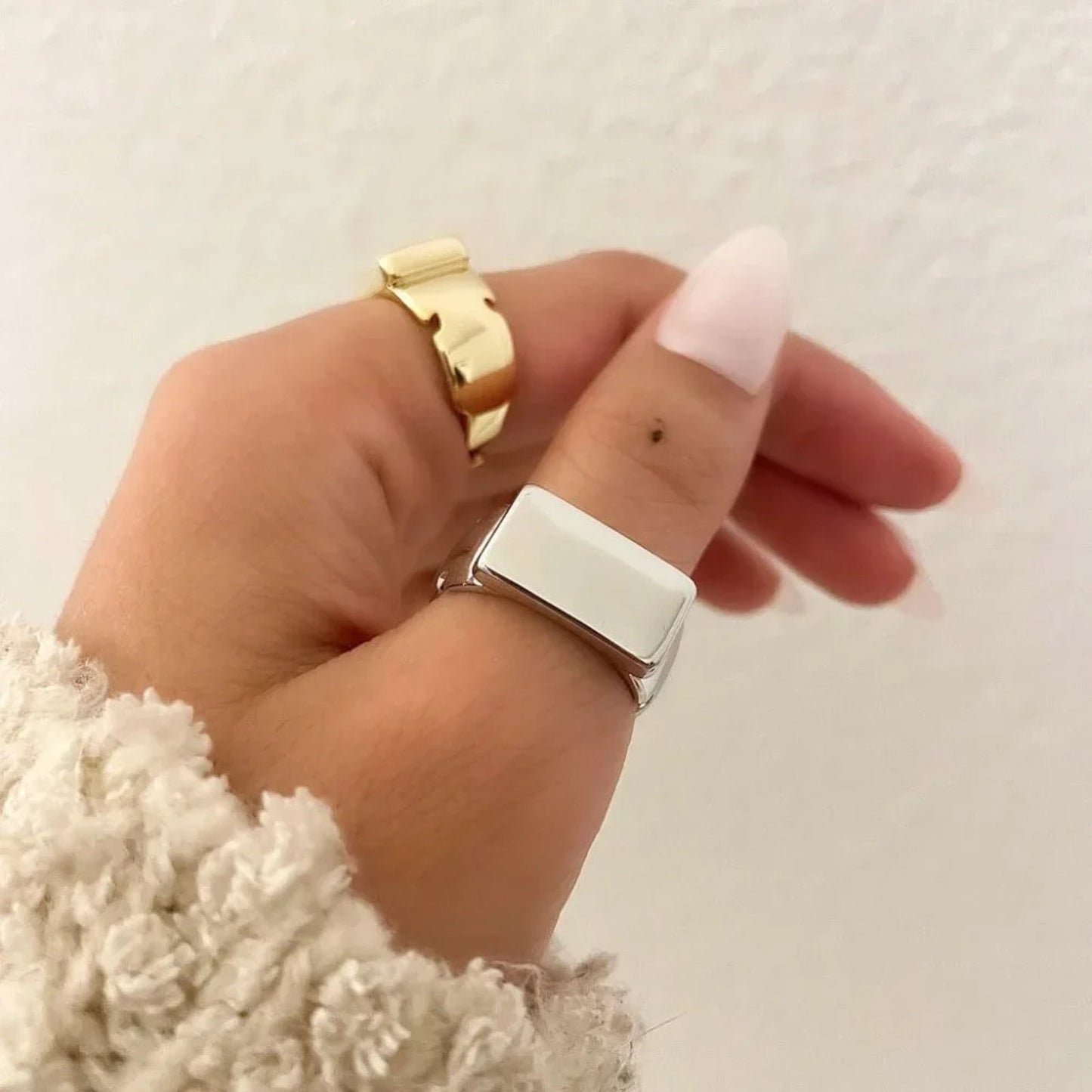 925 Sterling Silver Chunky Bar Ring Statement Ring Thick Ring