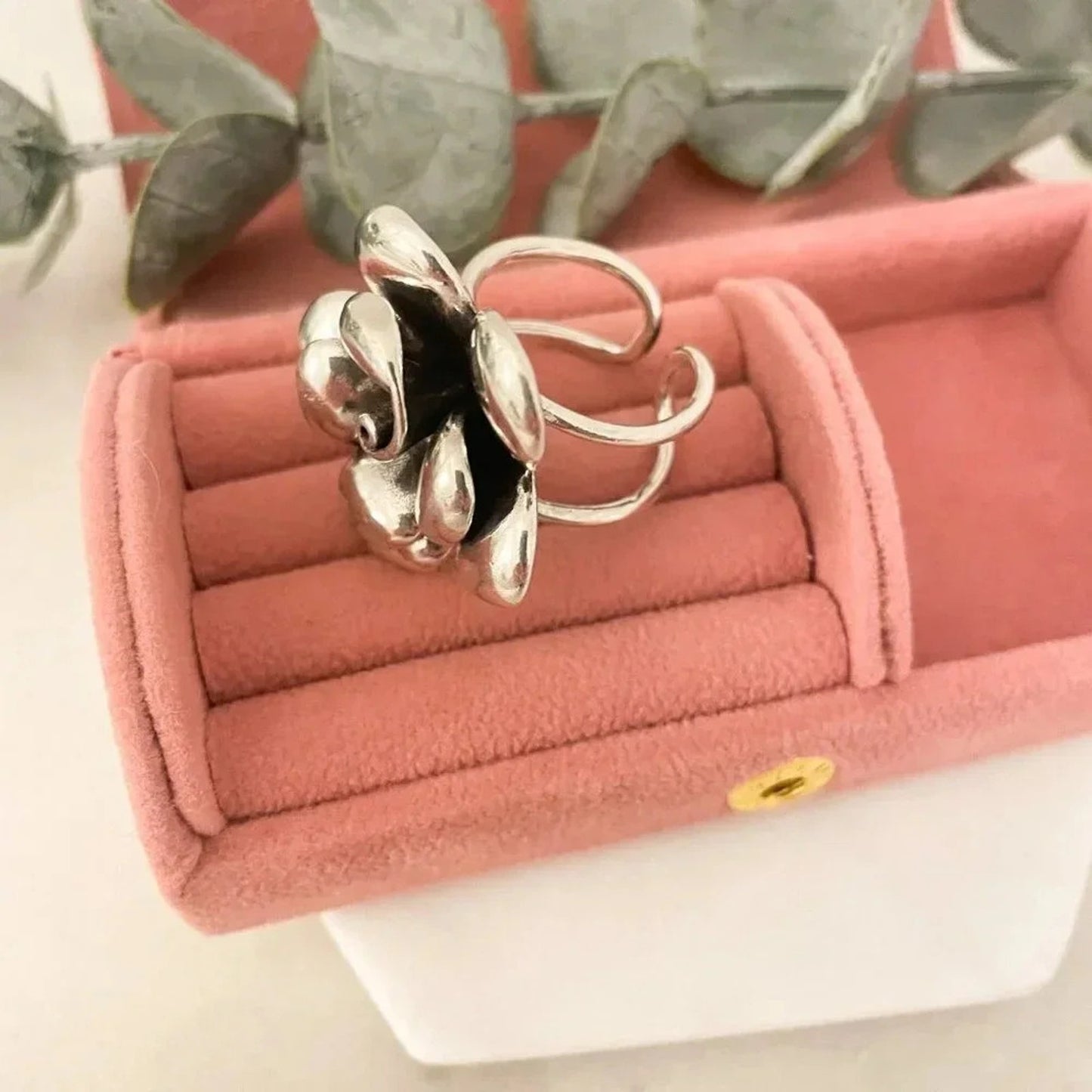 925 Sterling Silver Oversized Chunky Flower Ring Bold Statement Ring Huge Ring