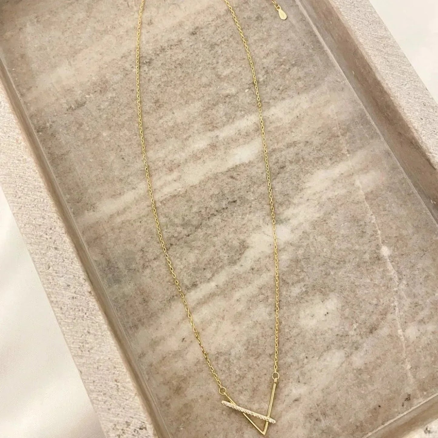 925 Sterling Silver V Necklace V-Shaped Necklace Geometric Bar Necklace
