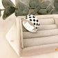 925 Sterling Silver Black & White Checkered Ring Minimalist Ring