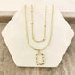 925 Sterling Silver Necklace Set Geometric Textured Square Pendant Sequin Chain