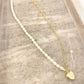 925 Sterling Silver Gold Paperclip Necklace Pearl Dainty Choker Necklace