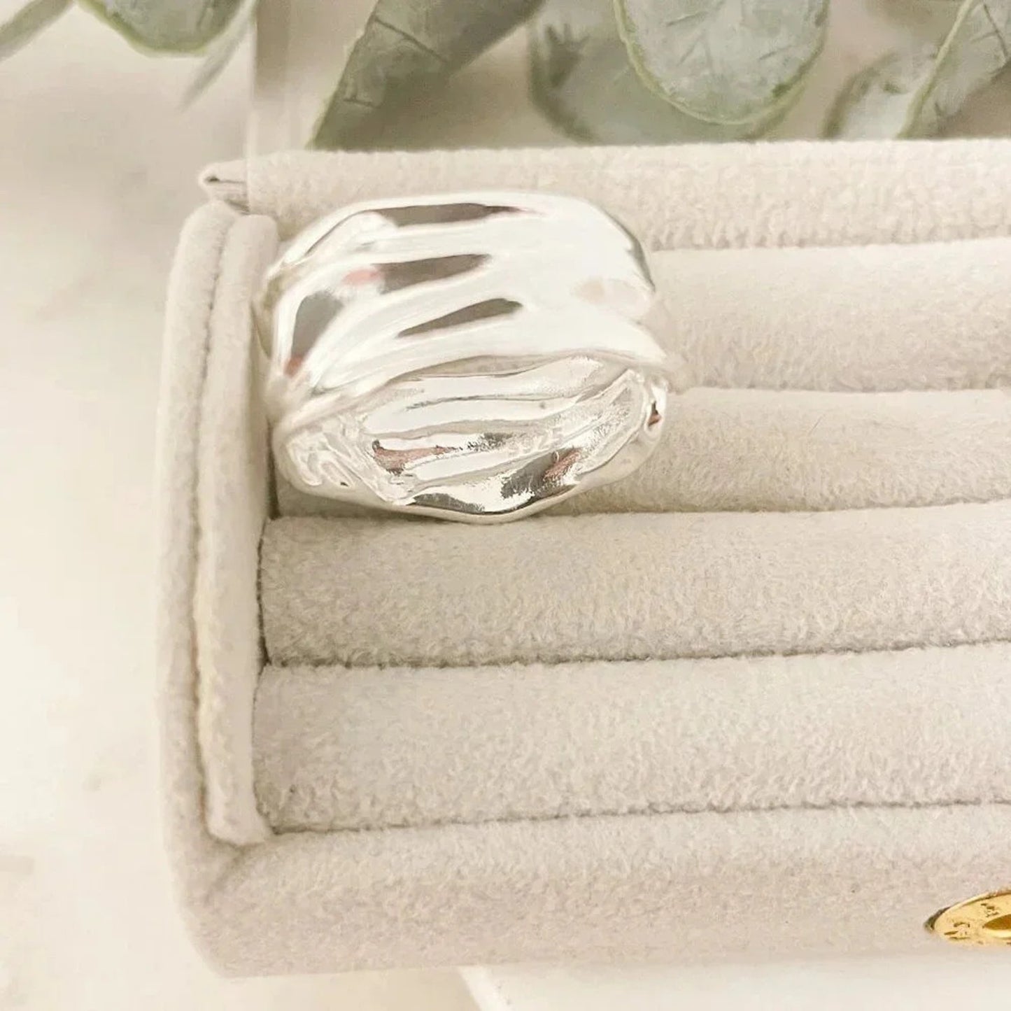 925 Sterling Silver Chunky Ring Textured Ring Large Bold Statement Ring