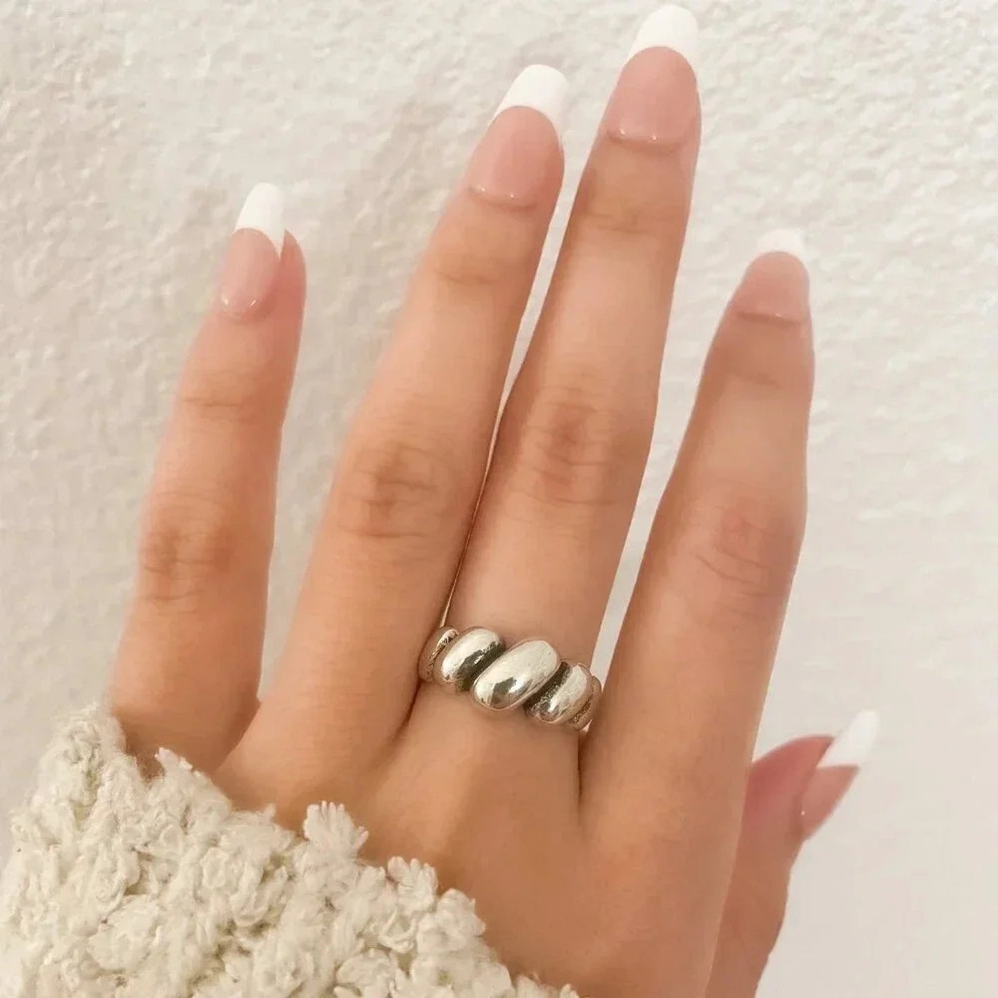 925 Sterling Silver Croissant Ring Minimalist Ring Modern Dainty Ring Band