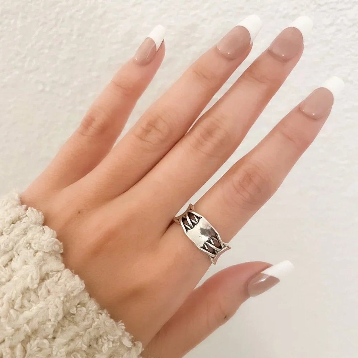 925 Sterling Silver Lace Up Ring Criss Cross Ring Modern Minimalist Ring