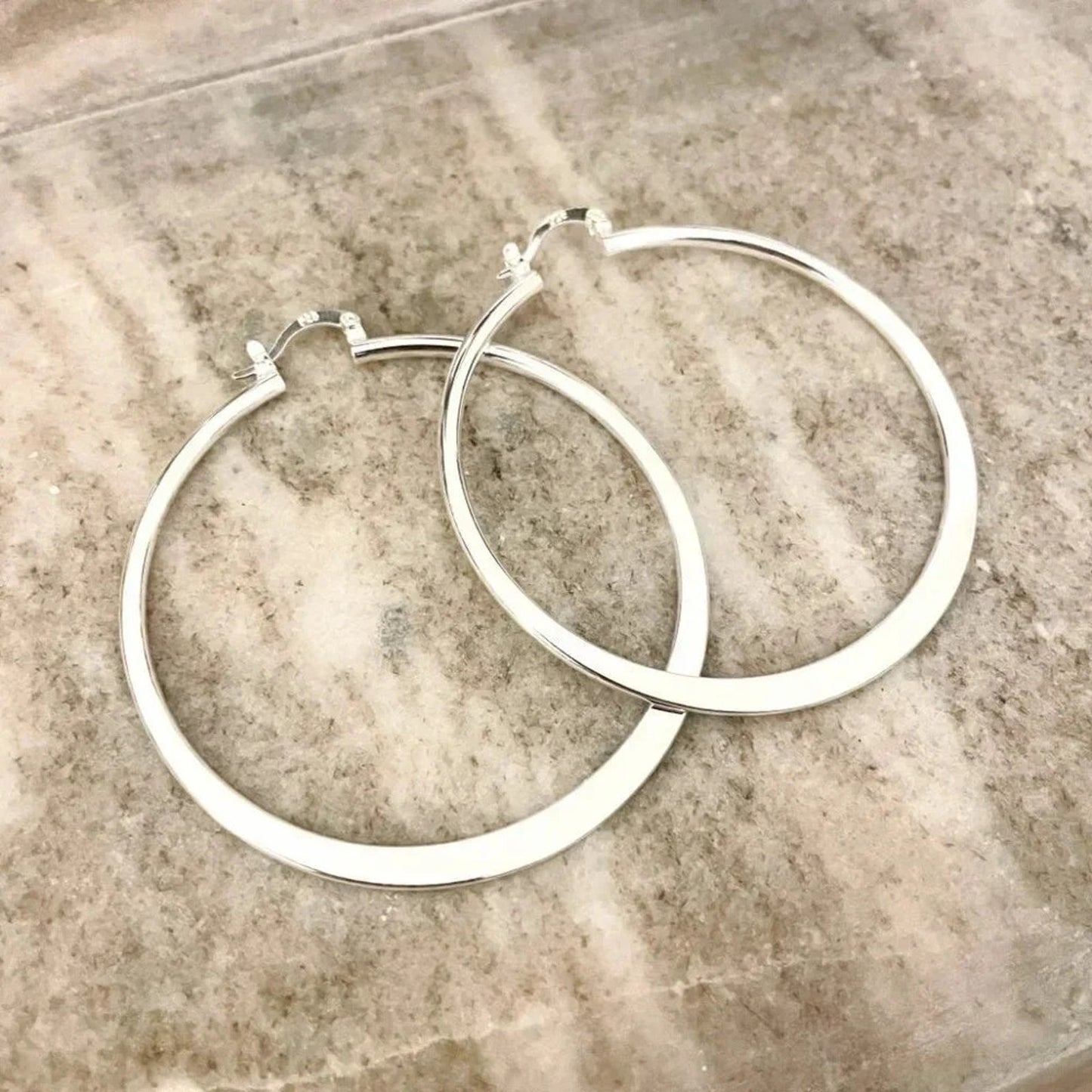 925 Sterling Silver Hoop Earrings Large Silver Hoops Modern Earrings