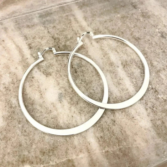 925 Sterling Silver Hoop Earrings Large Silver Hoops Modern Earrings