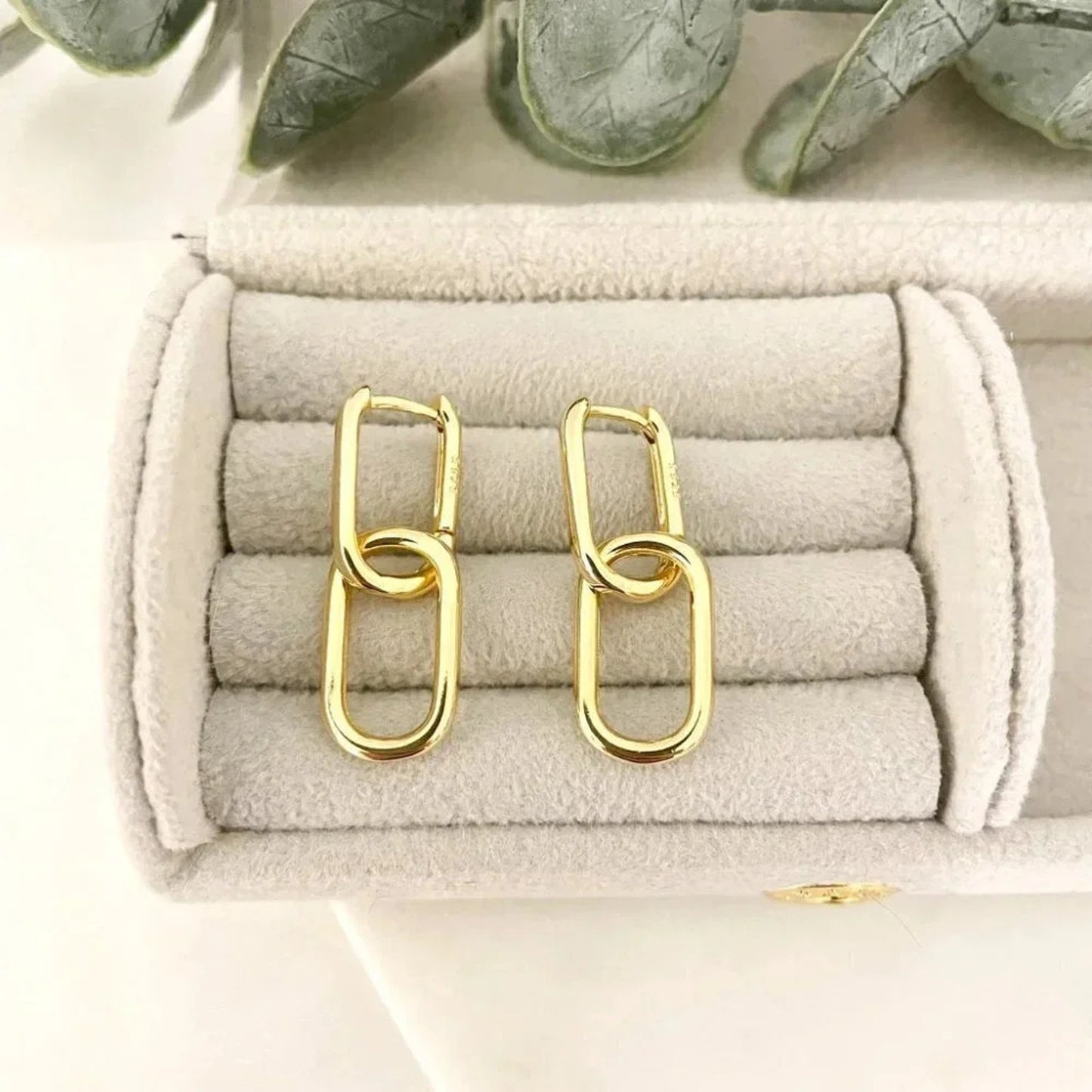 925 Sterling Silver Link Earrings Dangle Chain Earrings Minimalist Earrings