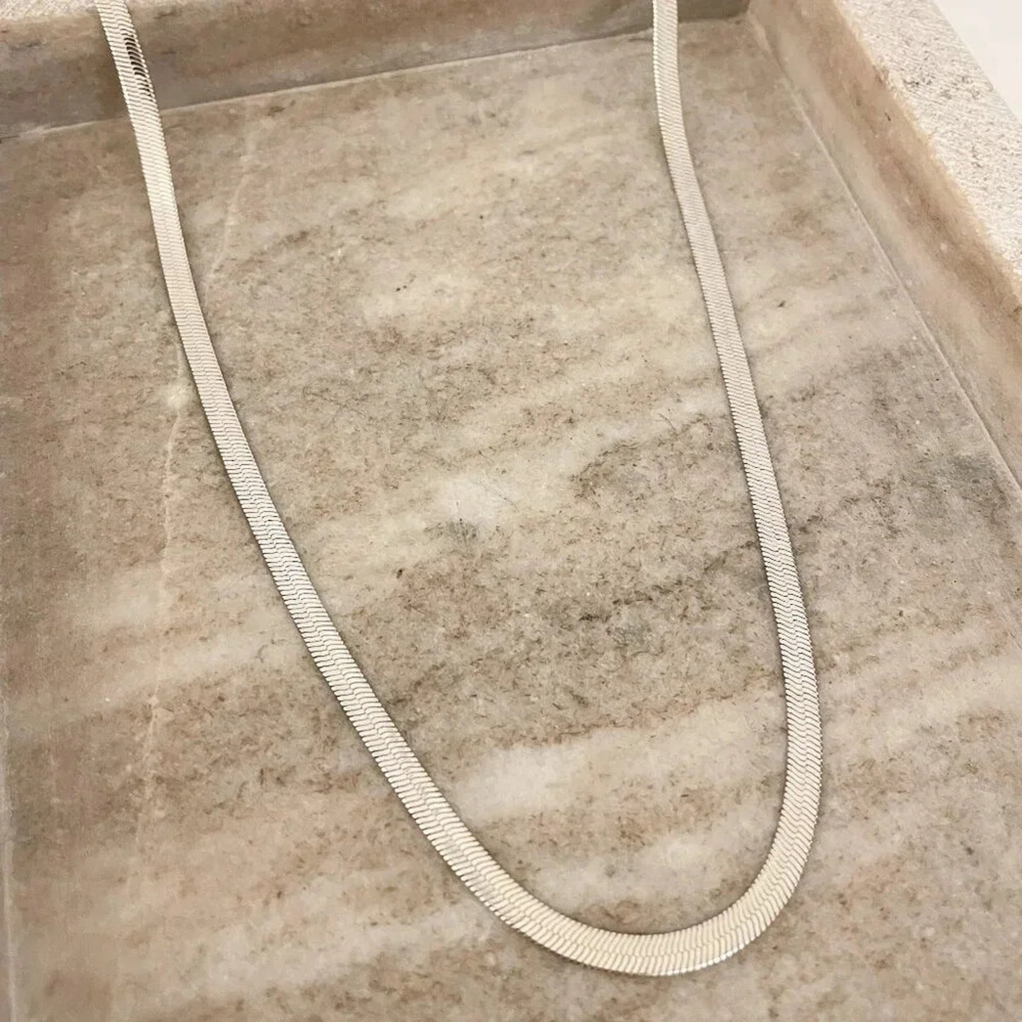 925 Sterling Silver Snake Chain Necklace Herringbone Necklace Chain 4 MM