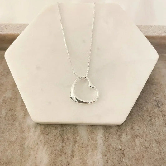 925 Sterling Silver Heart Pendant Necklace Heart Necklace