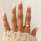 925 Sterling Silver Gold Pearl Statement Ring Boho Minimalist Oval Round Ring