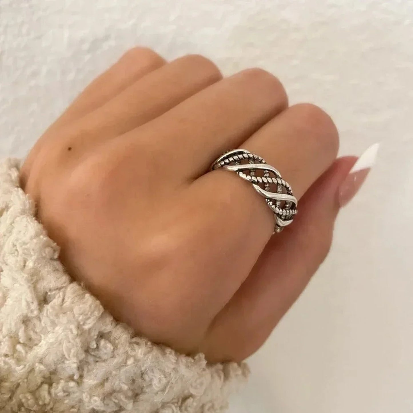 925 Sterling Silver Braided Ring Minimalist Dainty Twist Ring Stackable Ring