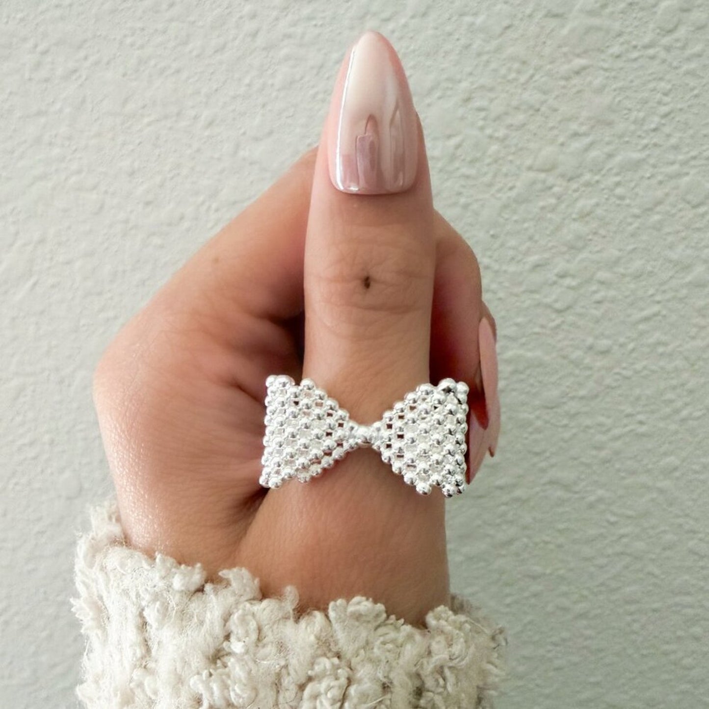 925 Sterling Silver Large Bow Ring Bow Statement Ring