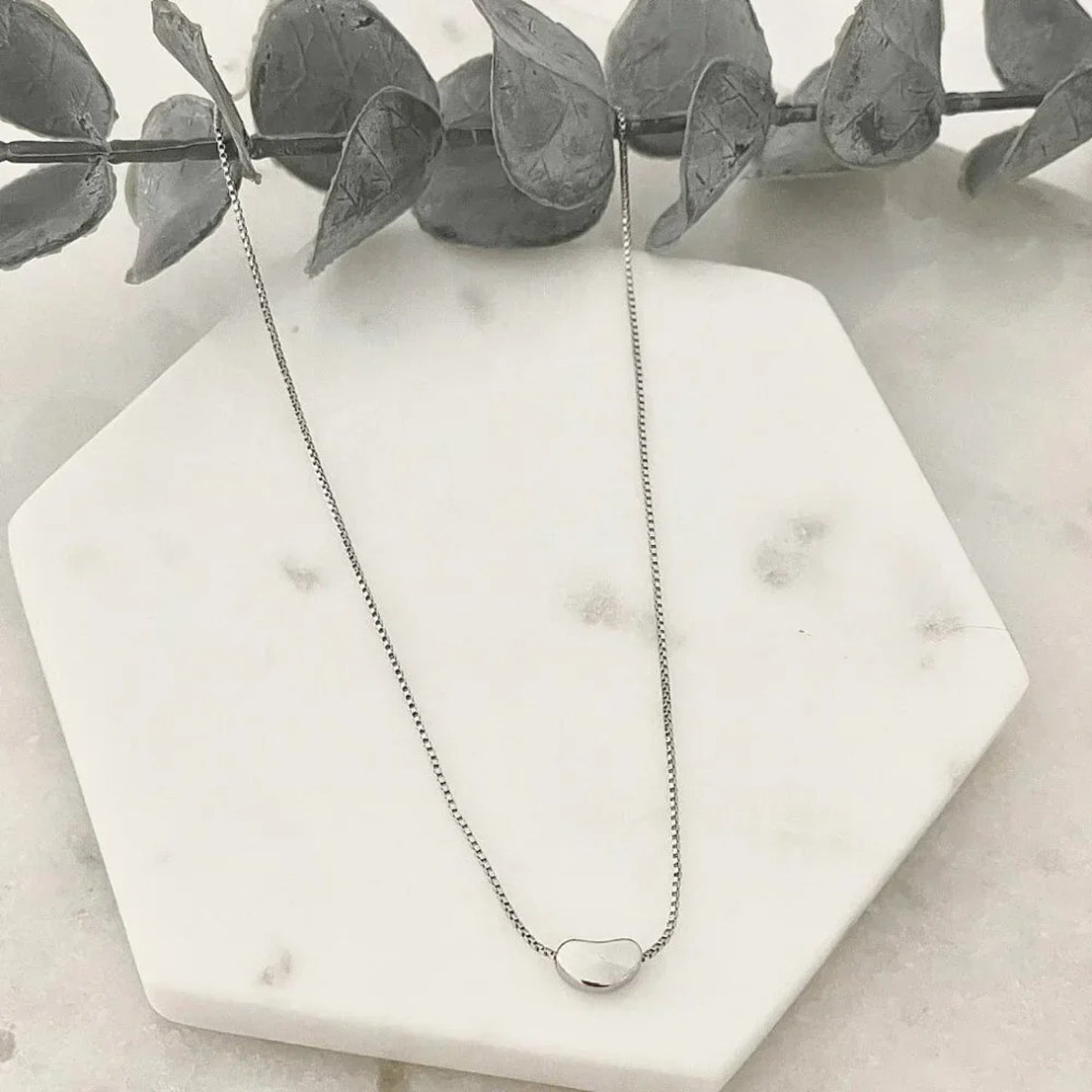 925 Sterling Silver Bean Necklace Pea Pendant Chain Necklace