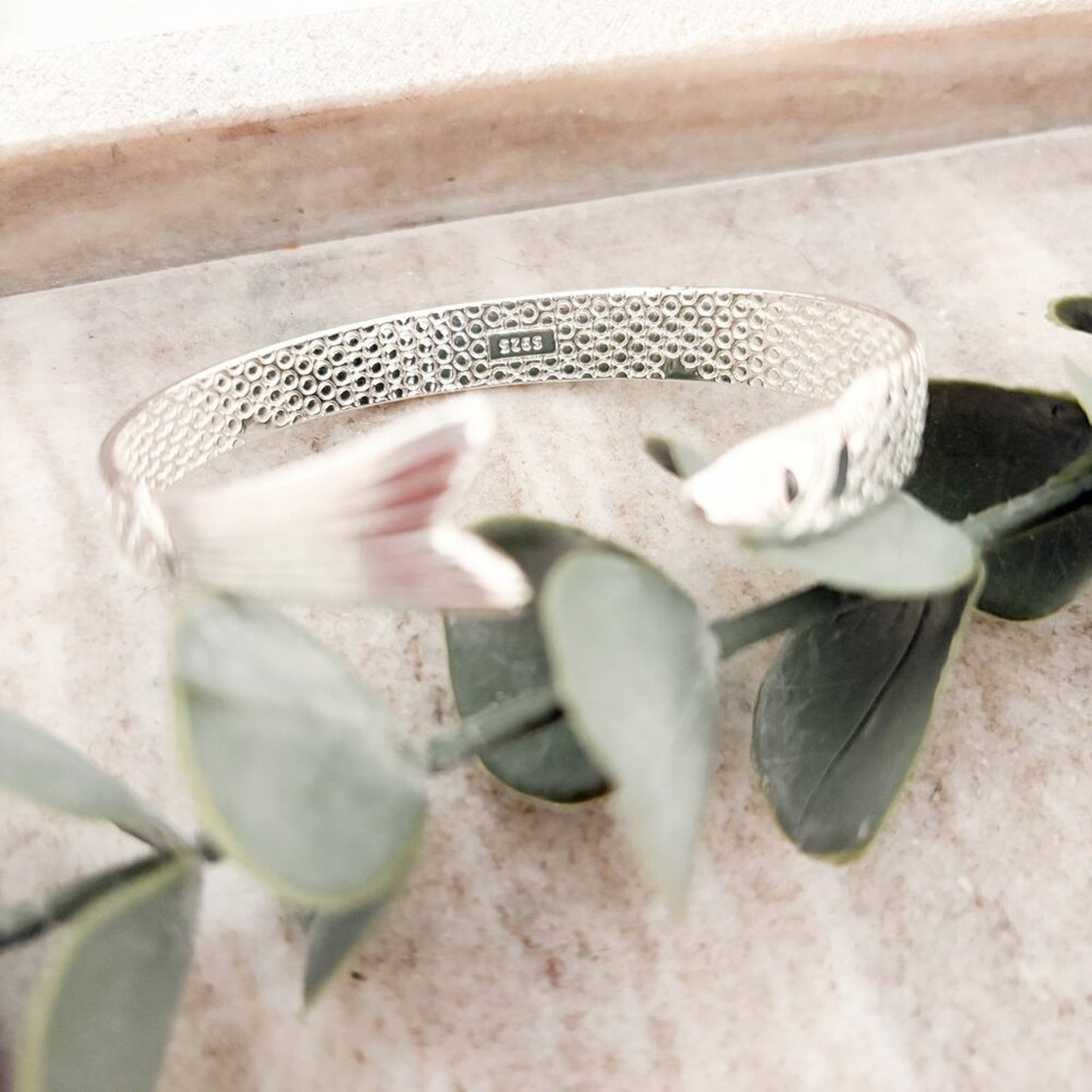 925 Sterling Silver Cuff Bracelet Fish Bracelet Modern Silver Bangle Bracelet
