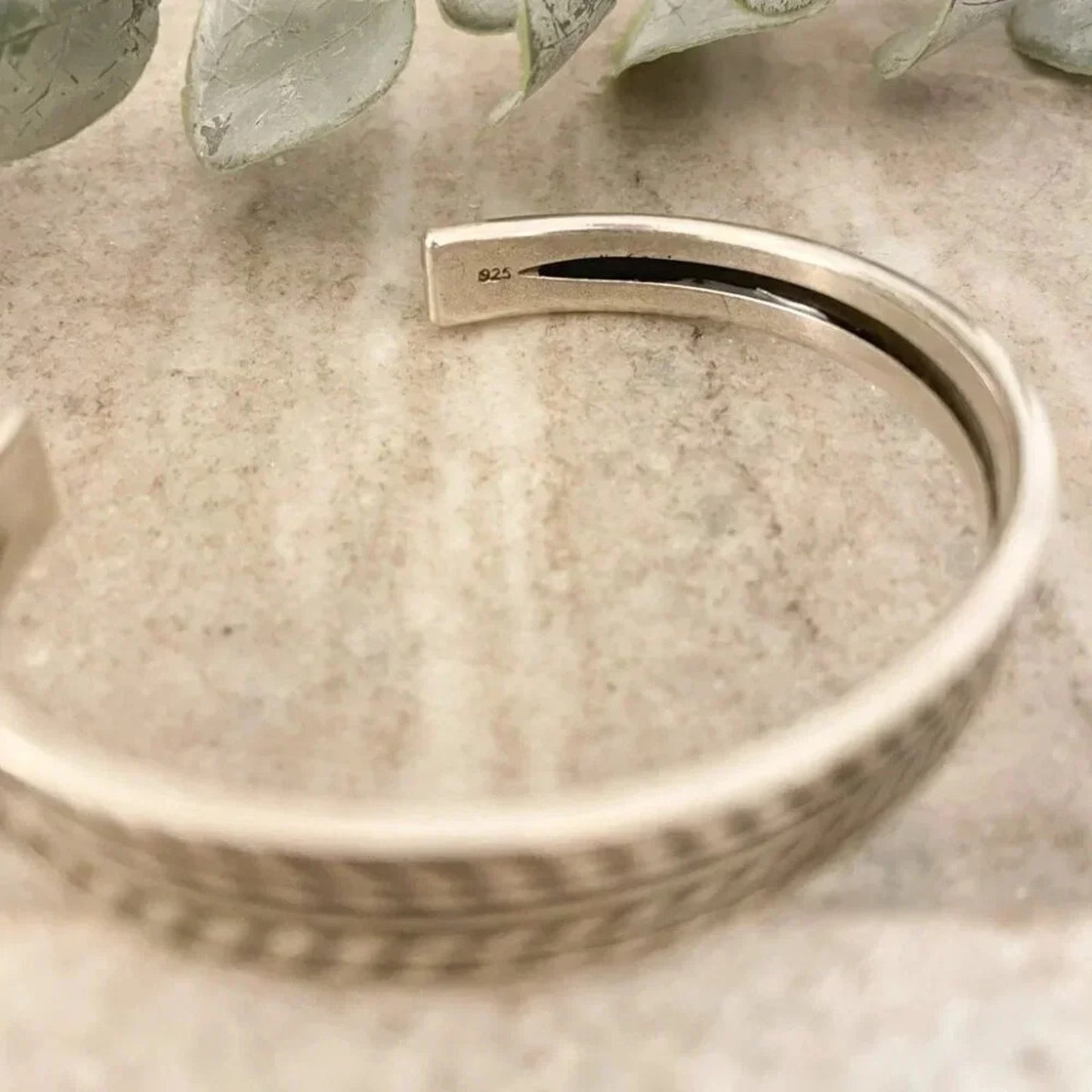 925 Sterling Silver Mens Bangle Bracelet Vintage Cuff Bracelet