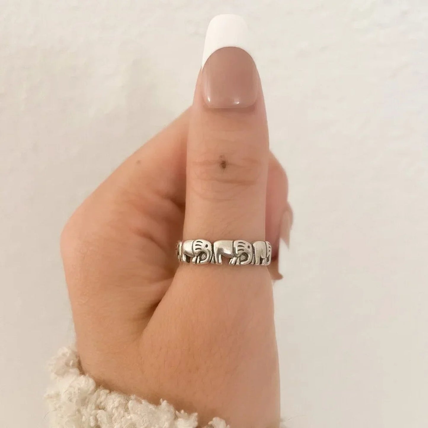 925 Sterling Silver Elephant Ring Stackable Ring Band Minimalist Ring