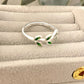 925 Sterling Silver Leaf Wrap Ring Green Dainty Boho Ring Green Leaf Ring