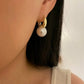 925 Sterling Silver Large Pearl Hoops Big Pearl Statement Earrings