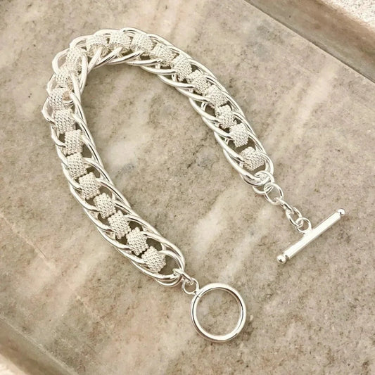 925 Sterling Silver Chunky Chain Link Bracelet Thick Bold Toggle Bracelet