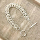 925 Sterling Silver Chunky Chain Link Bracelet Thick Bold Toggle Bracelet