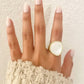 925 Sterling Silver Chunky Mother of Pearl Gold Statement Ring Thick Large Ring