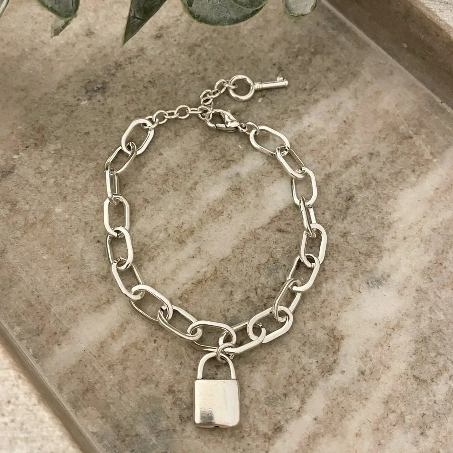 925 Sterling Silver Lock Bracelet Padlock Bracelet Lock & Key Bracelet