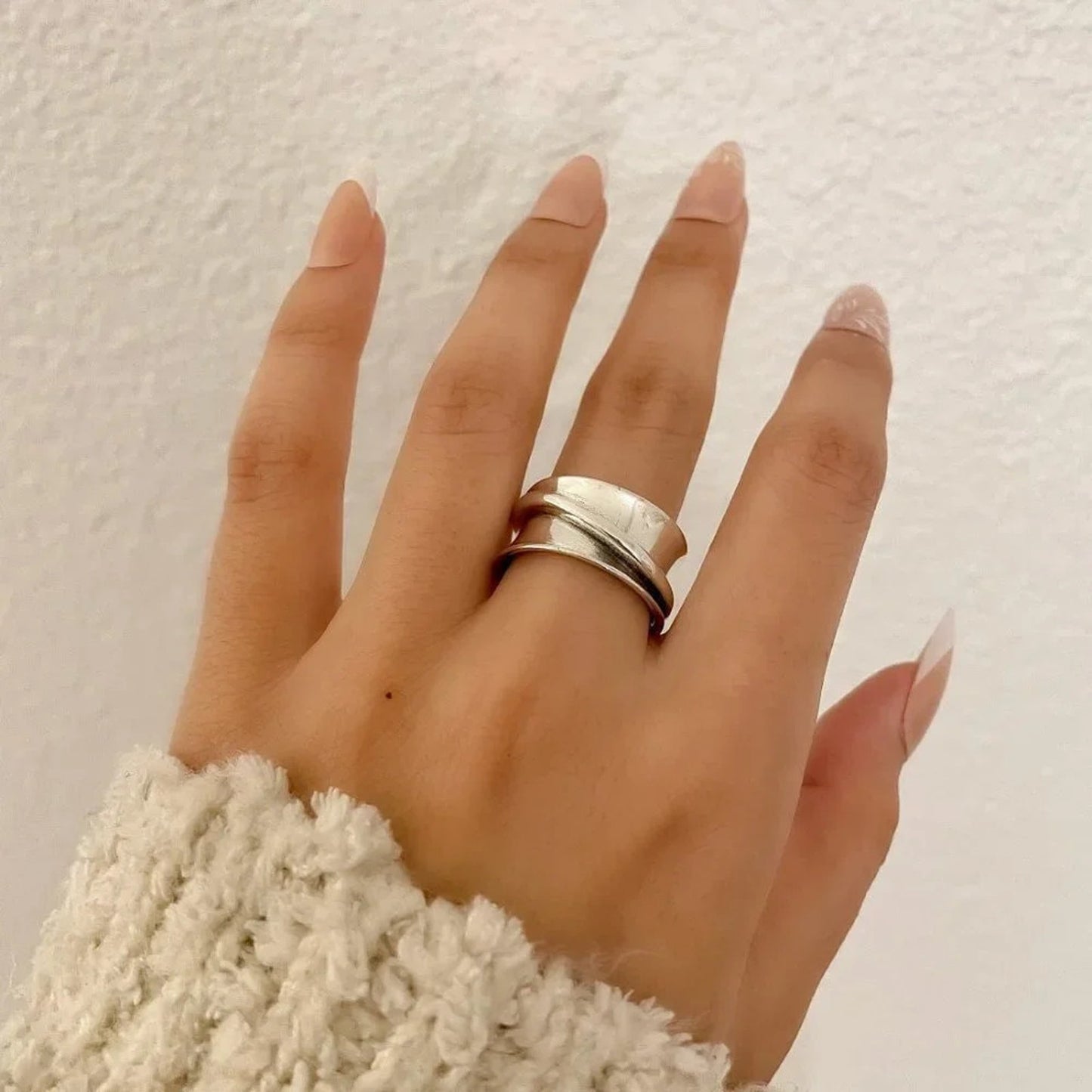 925 Sterling Silver Chunky Bold Statement Ring Thick Wide Ring Band