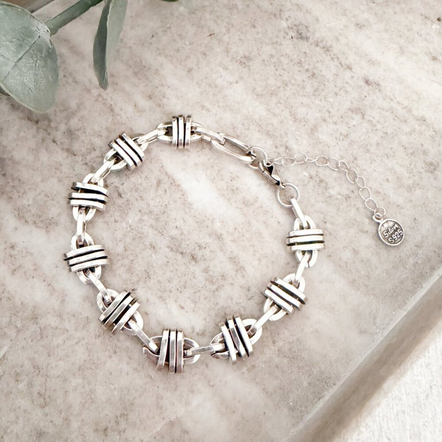 925 Sterling Silver Chain Link Bracelet Modern Trendy Link Bracelet