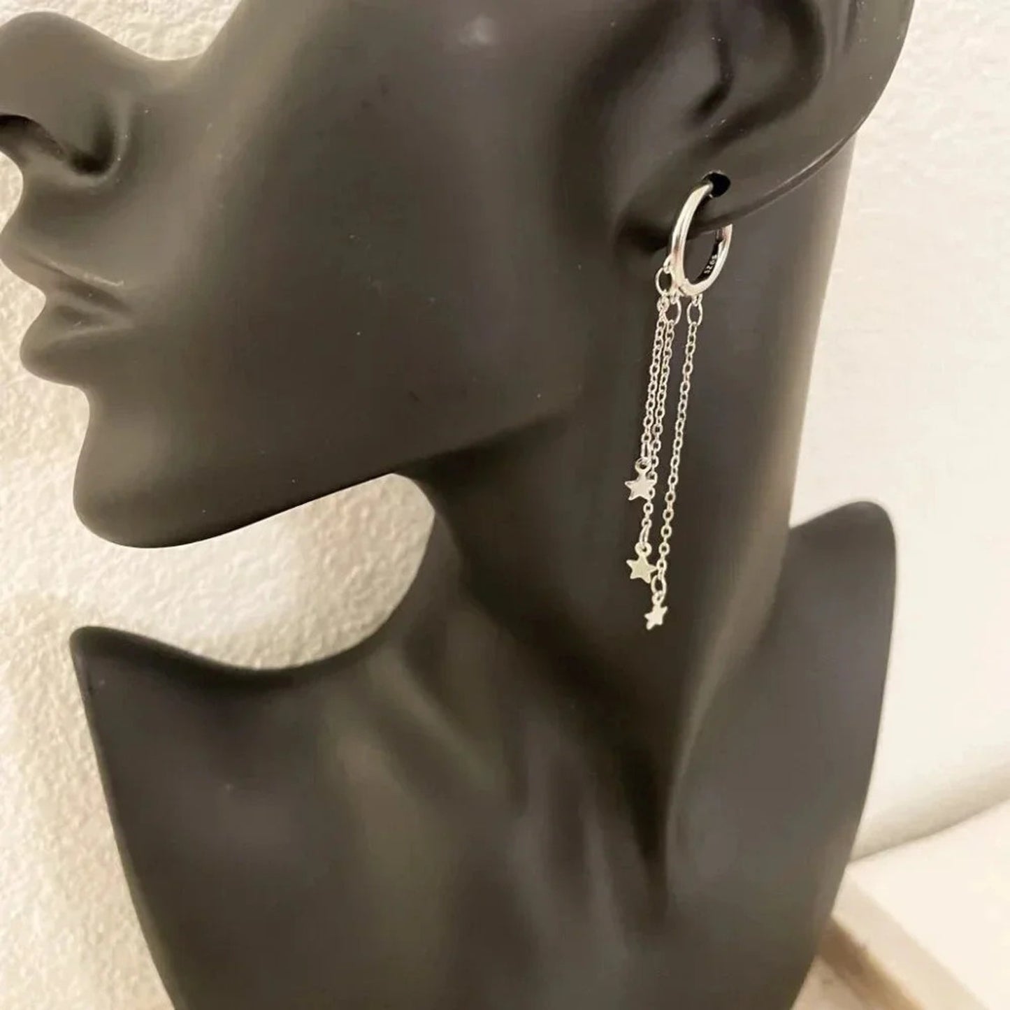 925 Sterling Silver Star Huggie Earrings Dangle Star Drop Earrings Hoop Huggies
