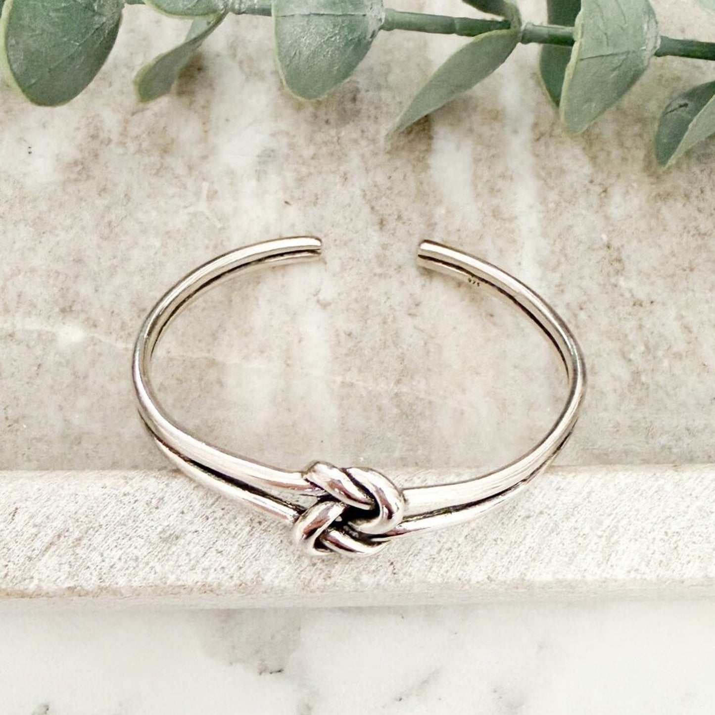 925 Sterling Silver Chunky Knot Bangle Bracelet Twist Cuff Bracelet
