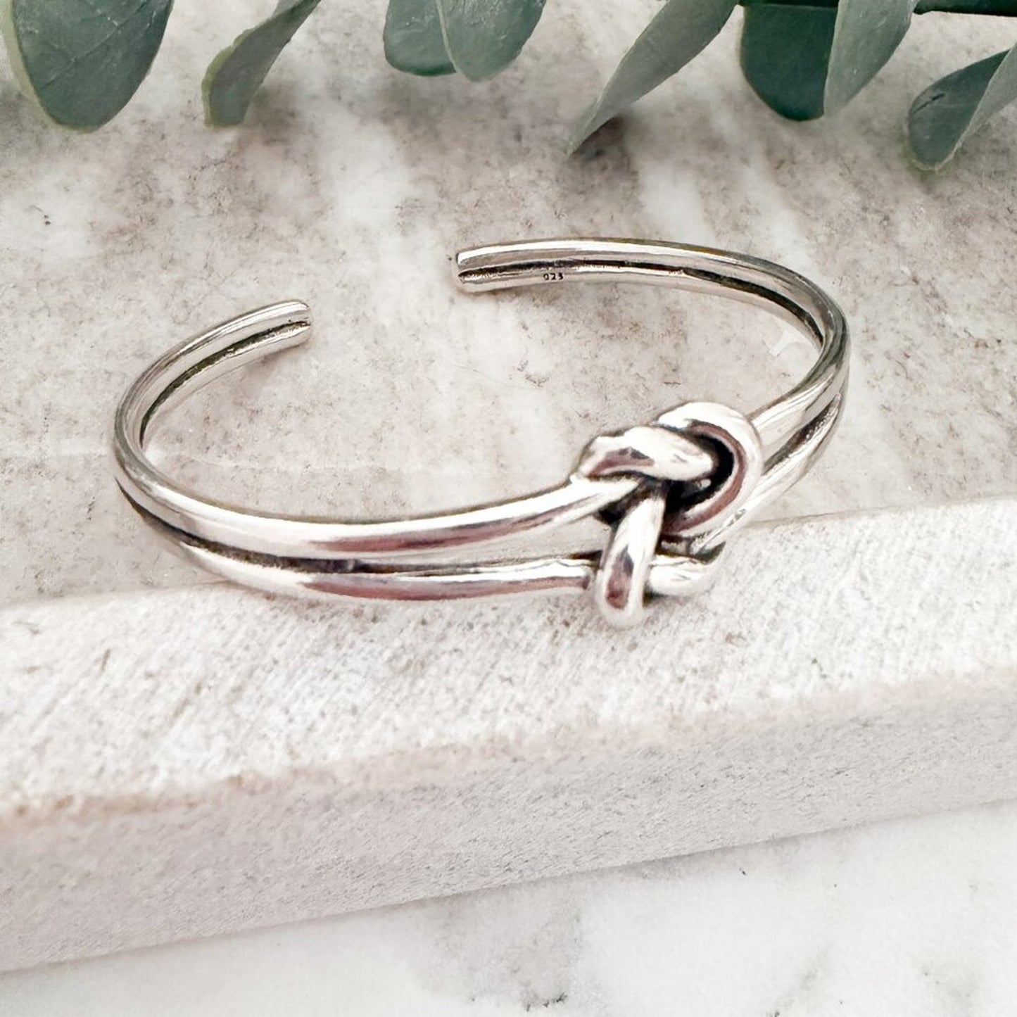 925 Sterling Silver Chunky Knot Bangle Bracelet Twist Cuff Bracelet