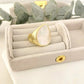 925 Sterling Silver Chunky Mother of Pearl Gold Statement Ring Thick Large Ring