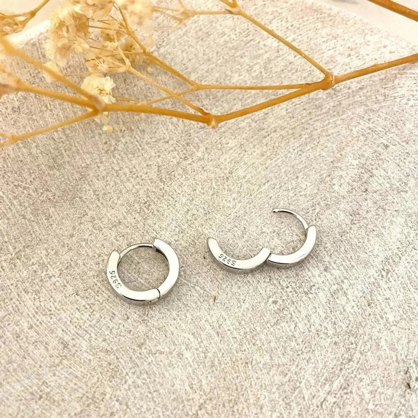 925 Sterling Silver Huggie Hoop Earrings Small Silver Hoops Minimalist Hoops