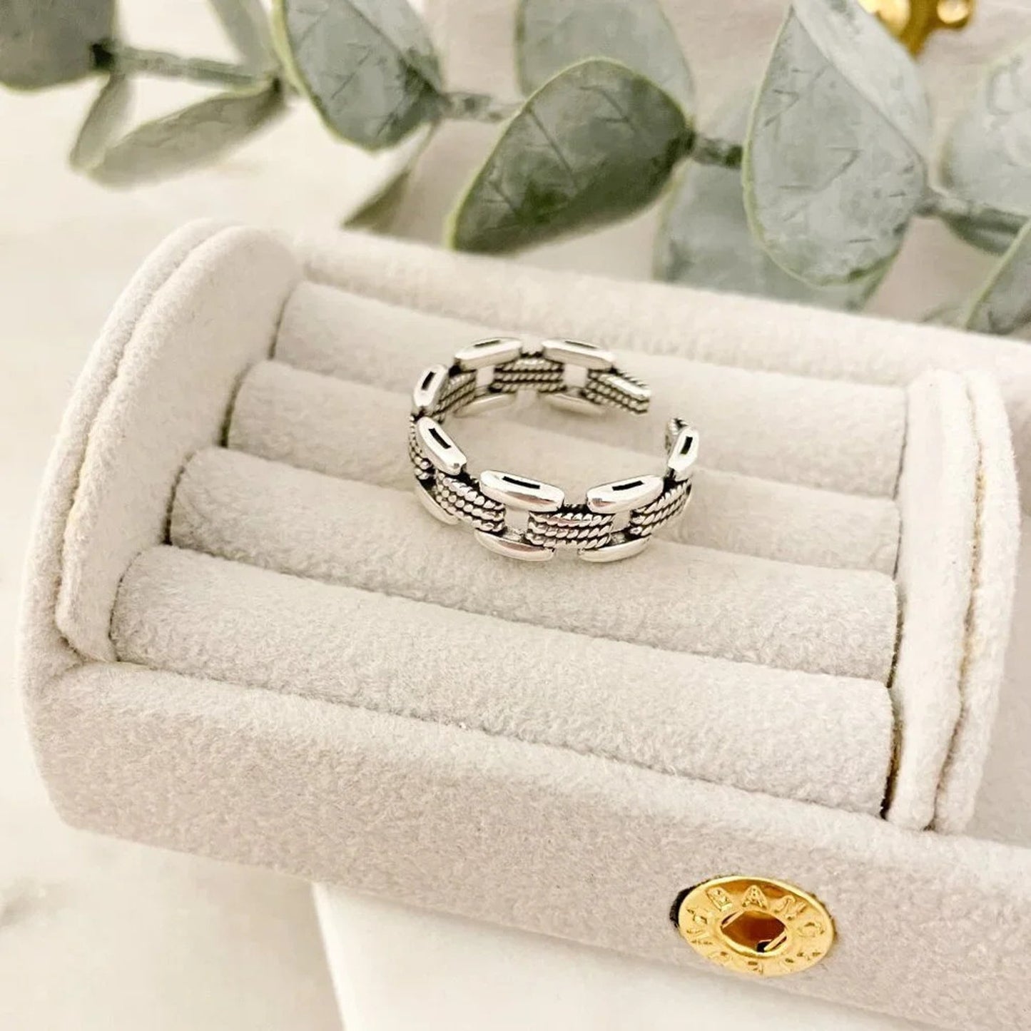 925 Sterling Silver Minimalist Ring Chain Link Ring Modern Ring Band