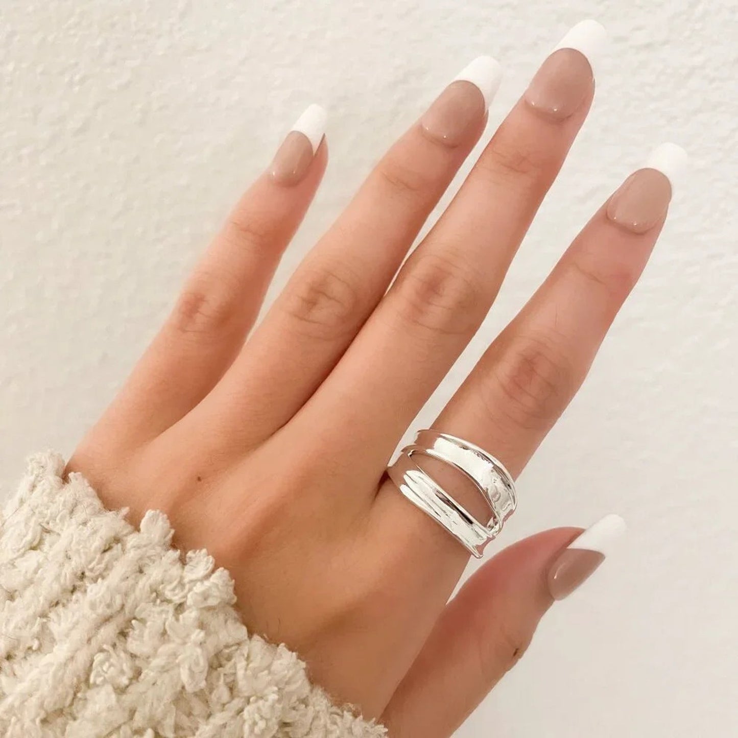 925 Sterling Silver Chunky Ring Layer Ring Large Bold Silver Statement Ring