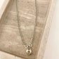 925 Sterling Silver Curb Chain Link Necklace Heart Necklace Heart Lock Chain