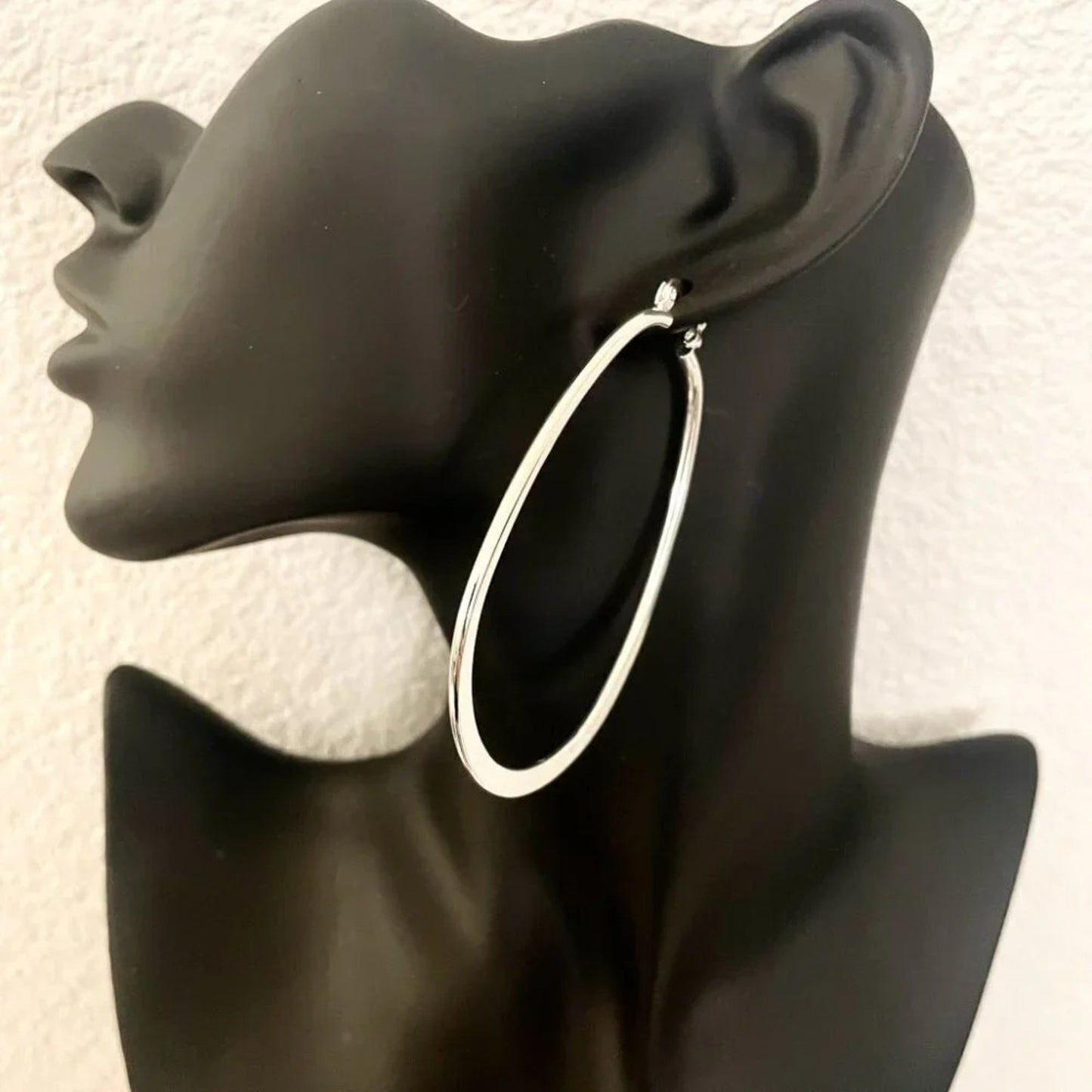 925 Sterling Silver Hoop Earrings Large Oval Silver Hoops Statement Earrings