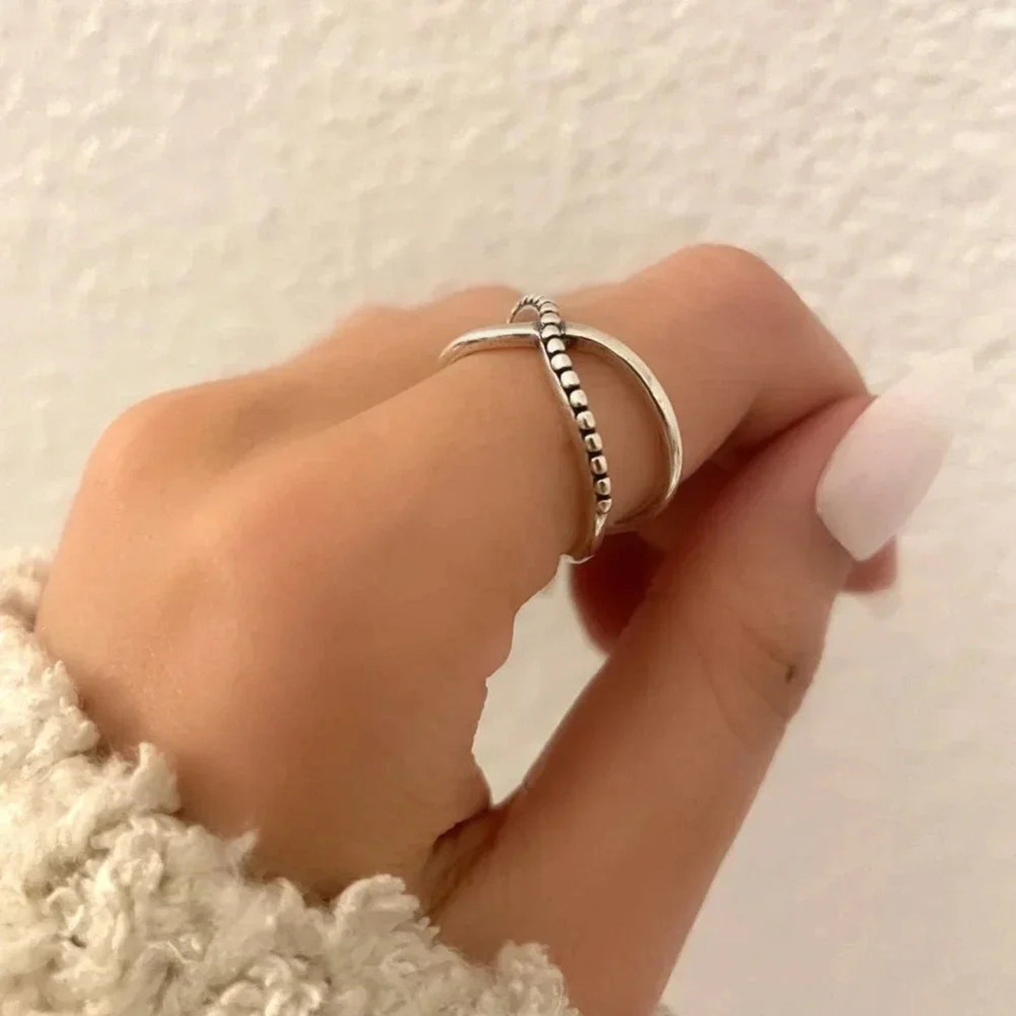 925 Sterling Silver Minimalist Ring Dainty Wrap Ring Boho Modern Ring