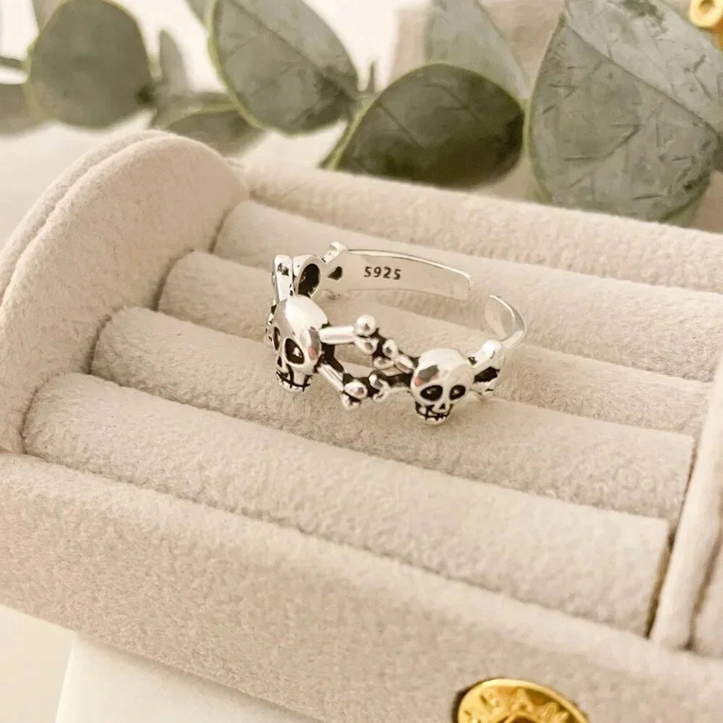 925 Sterling Silver Skull Ring Skeleton Ring Bone Ring Modern Minimalist Ring