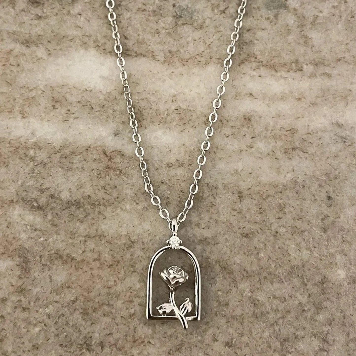925 Sterling Silver Rose Necklace Rose Pendant Necklace Flower Necklace
