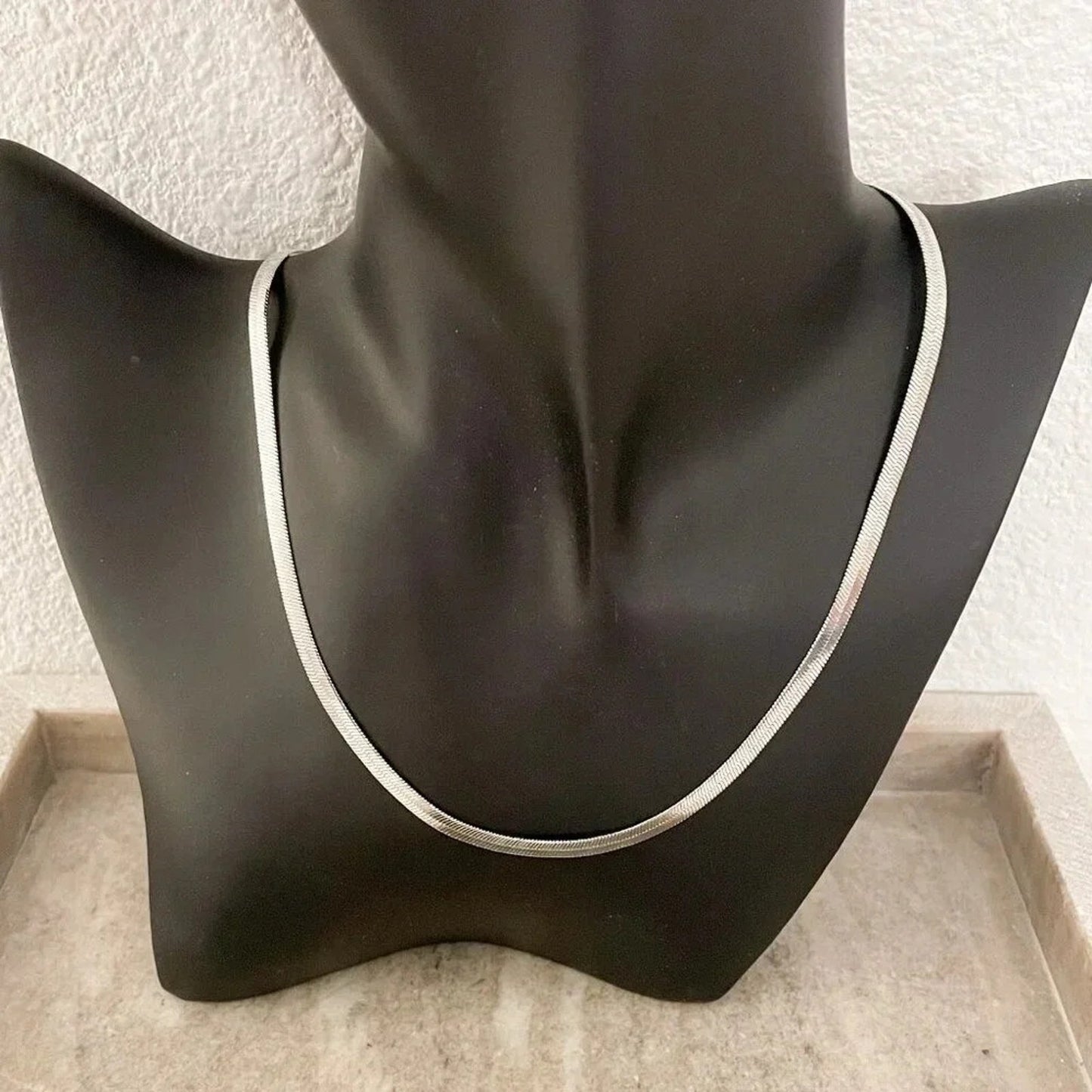 925 Sterling Silver Snake Chain Necklace Herringbone Necklace Chain 4 MM