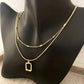 925 Sterling Silver Necklace Set Geometric Textured Square Pendant Sequin Chain