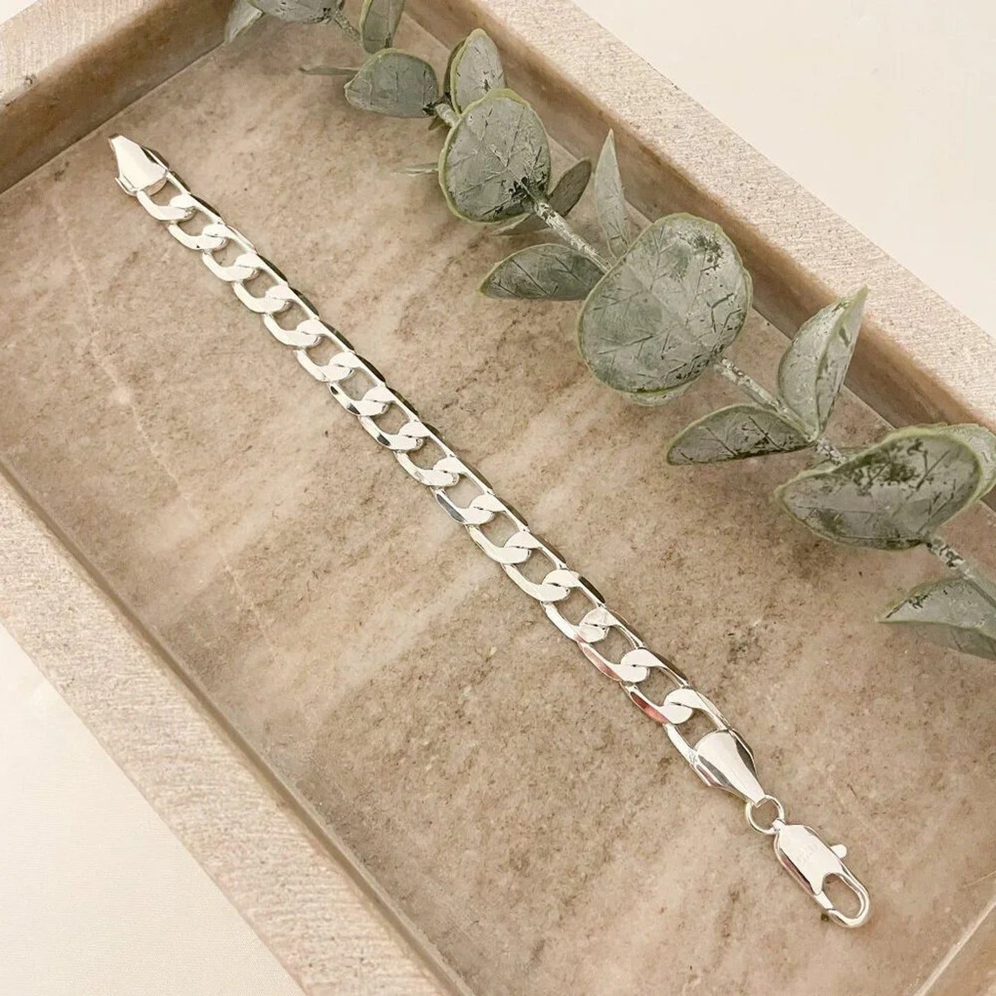 925 Sterling Silver Chunky Chain Link Bracelet Silver Large Link Bracelet 8 MM