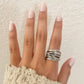 925 Sterling Silver Chunky Ring Thick Wide Ring Band Multi Layer Vintage Ring